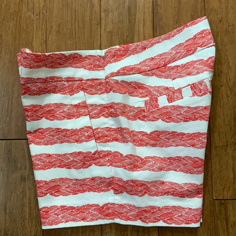 JCREW 4” Stretch Red/White Cotton Shorts sz 0